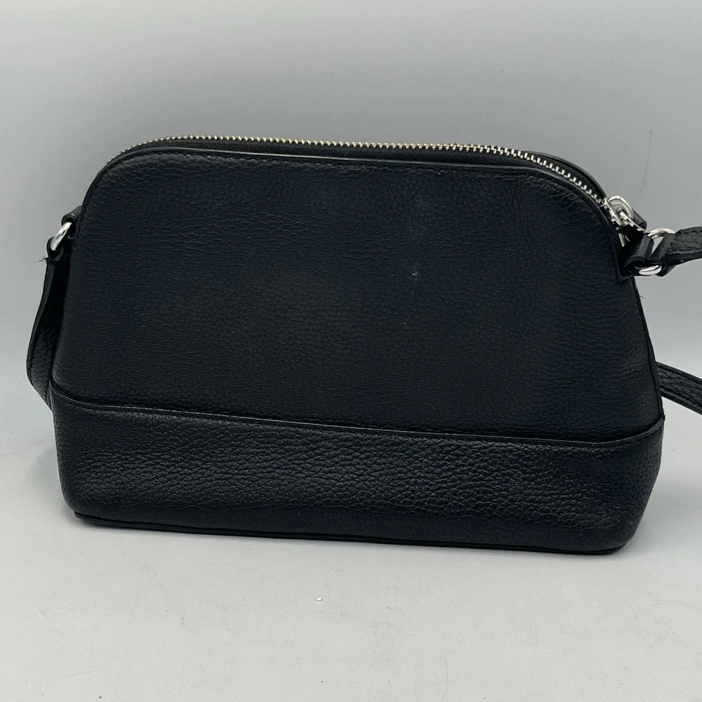 Kate Spade New York Black Pebble Leather Zip Top Crossbody Handbag